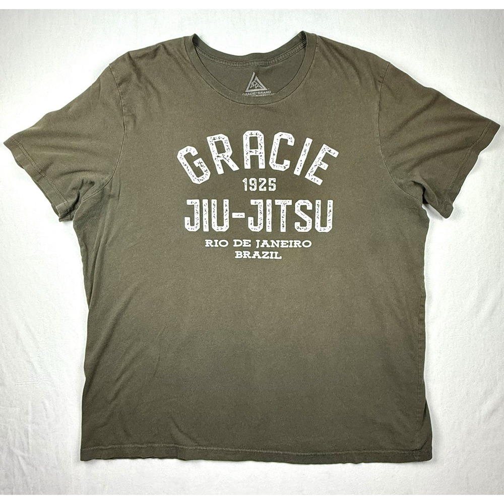 Gracie Brand Jiu Jitsu Shirt XXL Green Rio De Janeiro Brazil 1925 100% Cotton